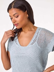 Azul - Roman 2-In-1 Open Knitted T-Shirt - Imagen 5 de 5