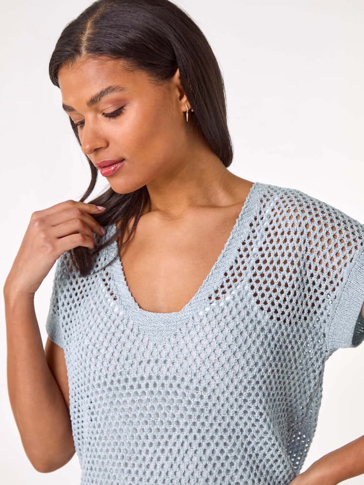 Azul - Roman 2-In-1 Open Knitted T-Shirt - Imagen 5 de 5