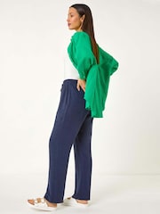 Roman Blue Full Length Linen Trousers - Image 2 of 5