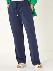 Roman Blue Full Length Linen Trousers - Image 3 of 5