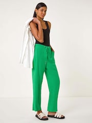 Roman Green Full Length Linen Trousers - Image 1 of 5