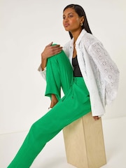 Roman Green Full Length Linen Trousers - Image 2 of 5