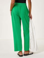 Roman Green Full Length Linen Trousers - Image 3 of 5