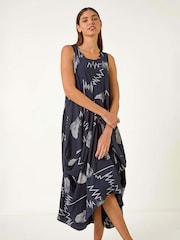 Roman Blue Abstract Bubble Hem Midi Dress - Image 2 of 5