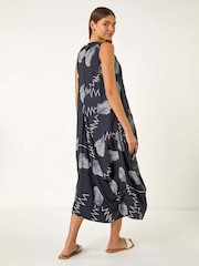 Roman Blue Abstract Bubble Hem Midi Dress - Image 3 of 5