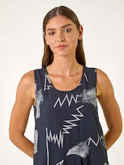 Roman Blue Abstract Bubble Hem Midi Dress - Image 4 of 5