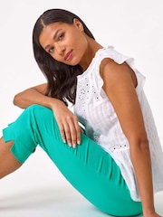 Roman Blue Cropped Stretch Trousers - Image 1 of 5