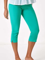 Roman Blue Cropped Stretch Trousers - Image 4 of 5