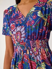 Roman Blue Rose Print Button Detail Maxi Dress - Image 5 of 5