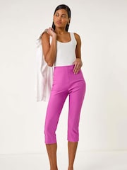 Roman Purple Cropped Stretch Trousers - Image 2 of 5