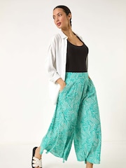 Roman Green Geometric Print Cullotte Trousers - Image 2 of 5