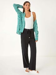 Roman Black Full Length Linen Trousers - Image 1 of 5