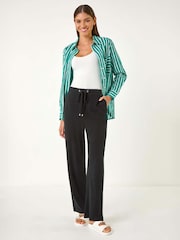 Roman Black Full Length Linen Trousers - Image 2 of 5