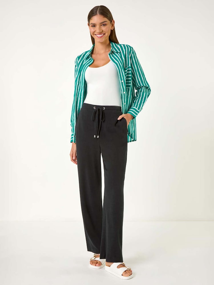 Roman Black Full Length Linen Trousers - Image 2 of 5