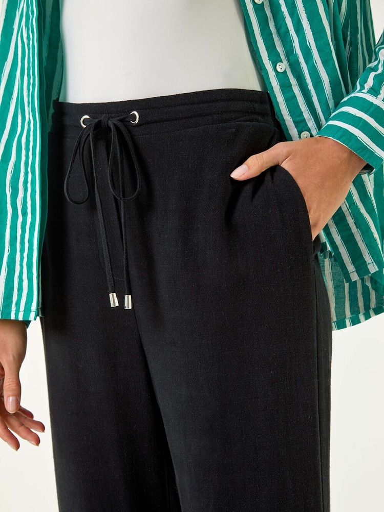 Roman Black Full Length Linen Trousers - Image 5 of 5