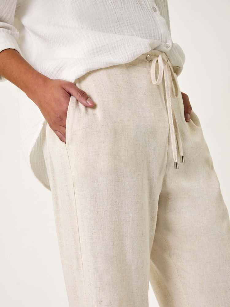 Roman Natural Full Length Linen Trousers - Image 5 of 5