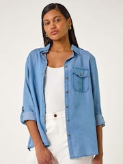 Roman Blue Denim Button Through Shirt - Image 4 of 5