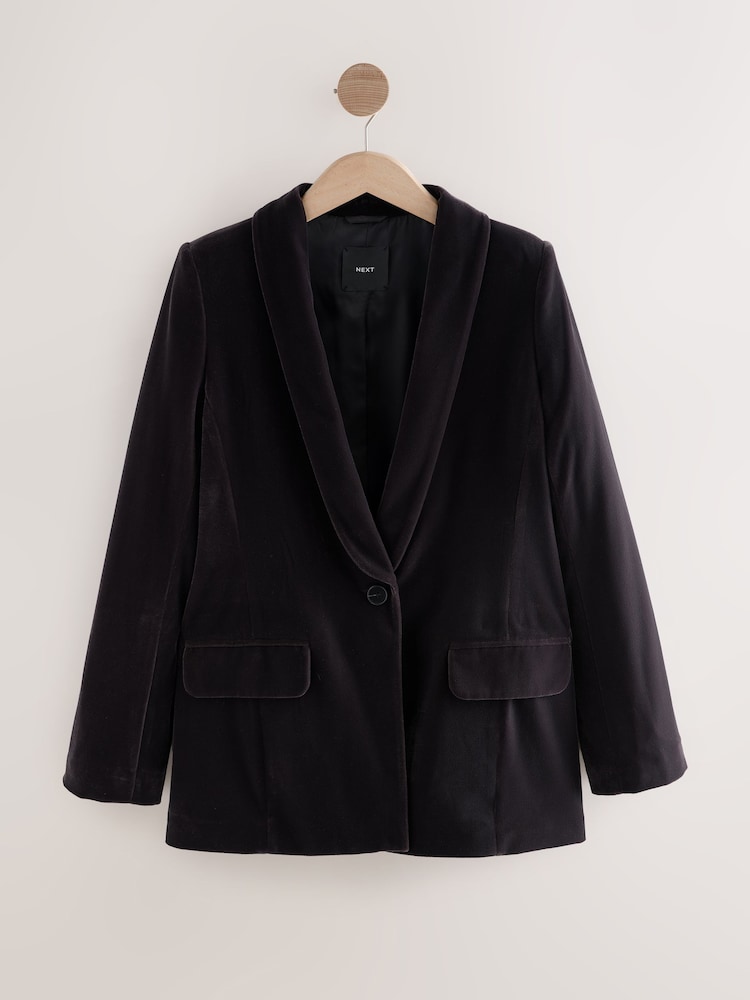 Brown Velvet Single Breasted Blazer - Image 1 of 3