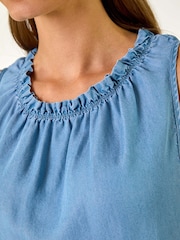 Roman Blue Elasticated Neck Vest Top - Image 5 of 5