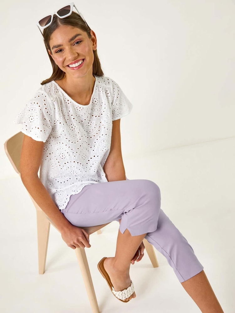 Roman Purple Cropped Stretch Trousers - Image 1 of 5