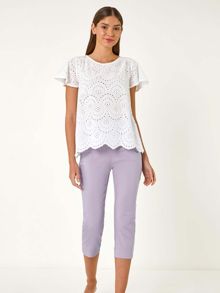 Roman Purple Cropped Stretch Trousers - Image 2 of 5
