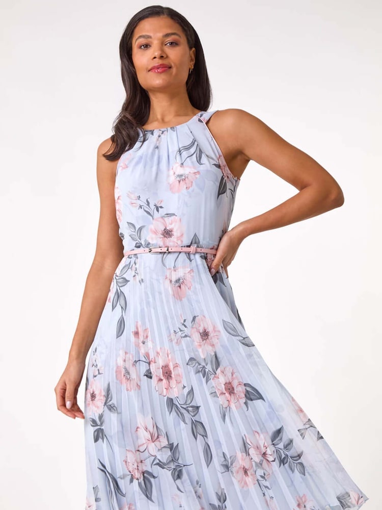 Roman Floral Pleated Halter Midi Dress - Bild 1 von 5 Roman Floral Pleated Halter Midi Dress - Bild 1 von 5