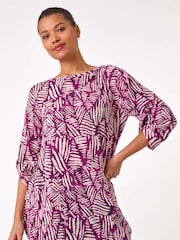 Roman Longline Print 100% Cotton Tunic Top - Imagen 1 de 5