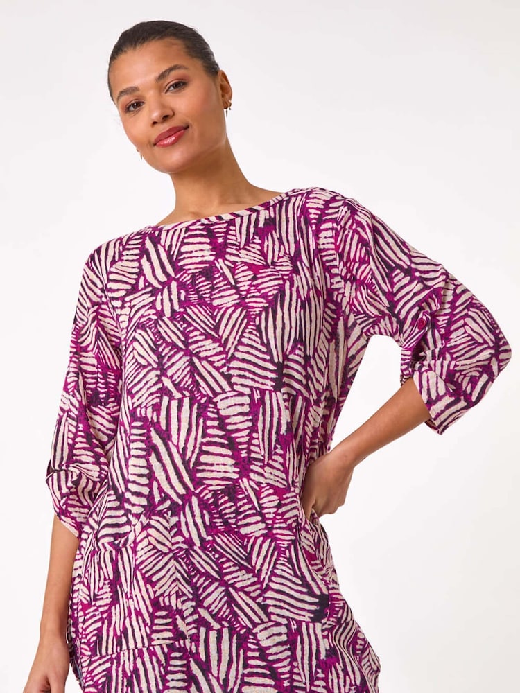 Roman Longline Print 100% Cotton Tunic Top - Imagen 1 de 5