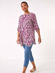 Roman Longline Print 100% Cotton Tunic Top - Imagen 2 de 5