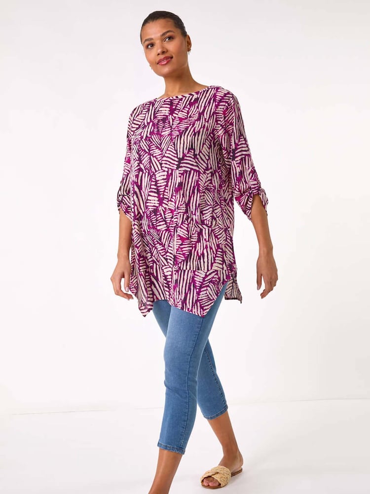 Roman Longline Print 100% Cotton Tunic Top - Imagen 2 de 5