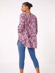 Roman Longline Print 100% Cotton Tunic Top - Imagen 3 de 5