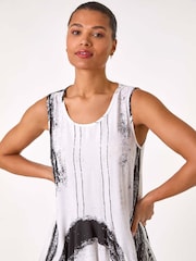 Roman White Abstract Bubble Hem Midi Dress - Image 4 of 5