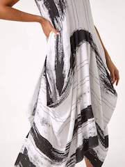Roman White Abstract Bubble Hem Midi Dress - Image 5 of 5
