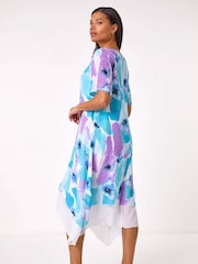 Roman Blue Abstract Print Double Layer Shift Dress - Image 3 of 5