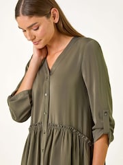 Roman Green Satin Drop Waist Smock Dress - Image 2 of 5