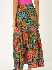 Roman Multi Floral Print Tiered A-Line Skirt - Image 3 of 5