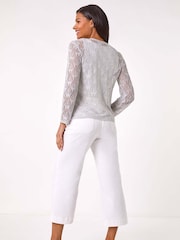 Roman Metallic Shimmer Crochet Knit Shrug - Image 3 of 4
