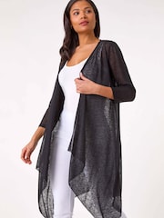 Roman Black Longline Waterfall Cardigan - Image 1 of 5