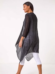 Roman Black Longline Waterfall Cardigan - Image 3 of 5
