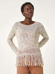 Roman Silver Light Weight Fringe Hem Knit Jumper - Image 4 of 5