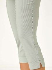 Roman Grey Striped Cropped Stretch Trousers - Image 3 of 5