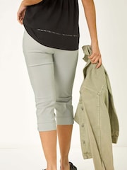 Roman Grey Striped Cropped Stretch Trousers - Image 4 of 5
