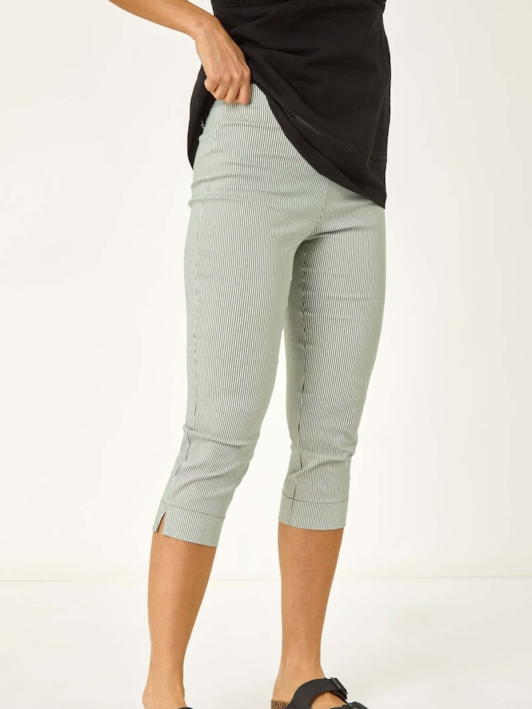 Roman Grey Striped Cropped Stretch Trousers - Image 5 of 5
