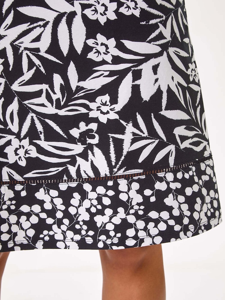 Roman Black A-Line Palm Mono Print Skirt - Image 5 of 5