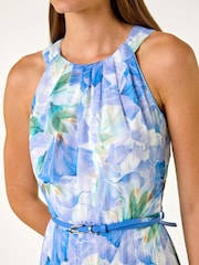 Roman Blue Floral Print Pleated Maxi Dress - Image 5 of 5