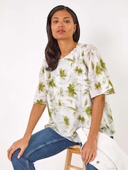 Roman Green Floral Print Layered Tunic Top - Image 3 of 5