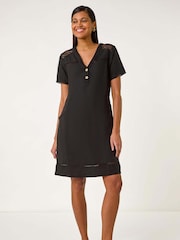 Roman Black Mix Button Shift Dress - Image 2 of 5