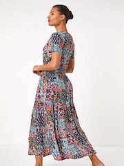 Roman Blue Multi Print Maxi Dress - Image 3 of 5