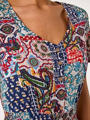 Roman Blue Multi Print Maxi Dress - Image 5 of 5