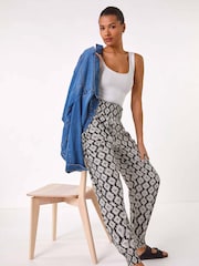 Roman Black Abstract Tie Pocket Trousers - Image 1 of 5